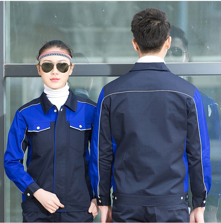 秋冬工作服定制，全工藝滌棉厚紗卡拼色長(zhǎng)袖工裝外套